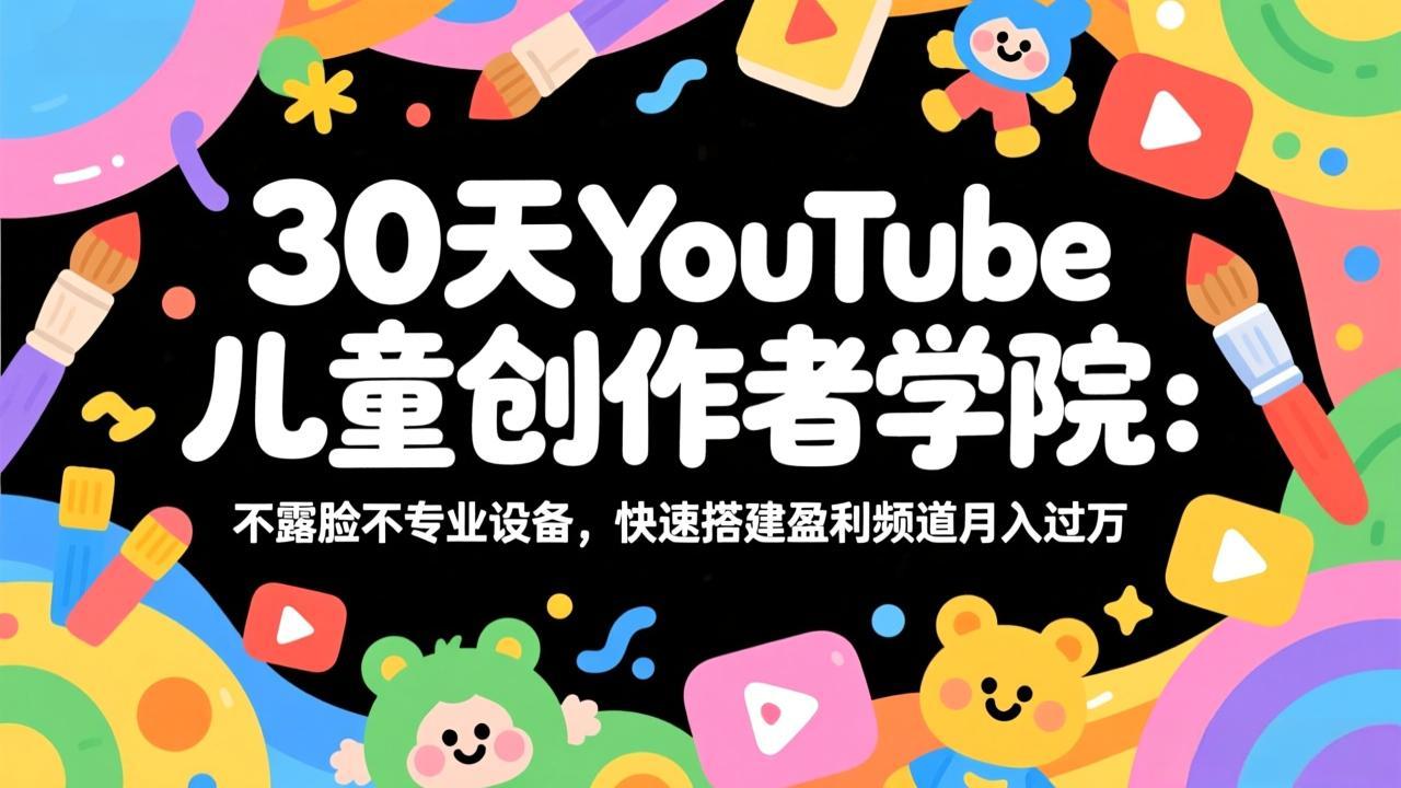 30天YouTube儿童创作者学院：不露脸不专业设备，快速搭建盈利频道月入过万-网创之家