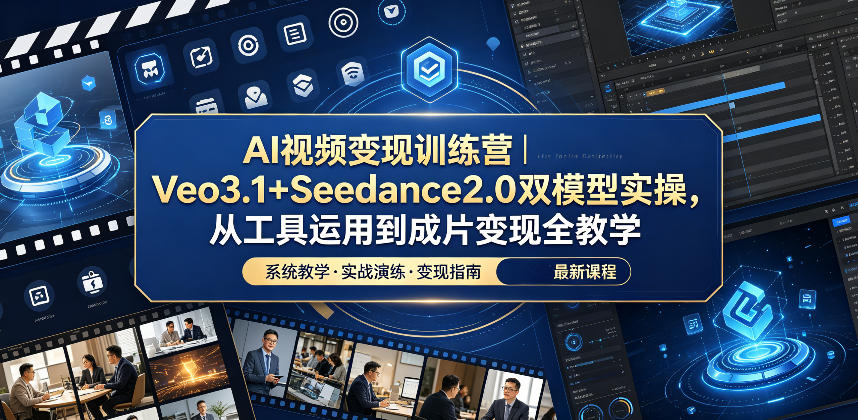 AI视频变现训练营｜Veo3.1+Seedance2.0双模型实操，从工具运用到成片变现全教学-网创之家