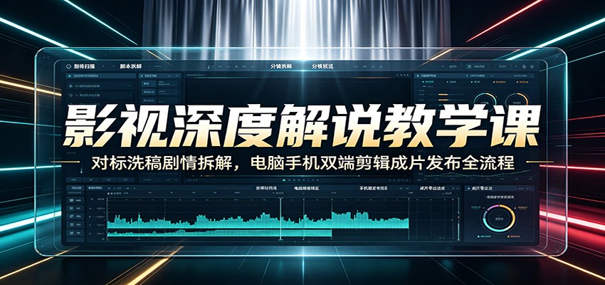 影视深度解说教学课：对标洗稿剧情拆解，电脑手机双端剪辑成片发布全流程-网创之家