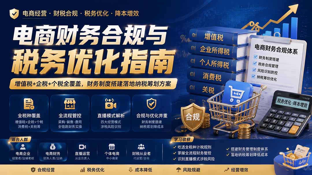 电商财务合规与税务优化指南：增值税+企税+个税全覆盖，财务制度搭建落地纳税筹划方案-网创之家