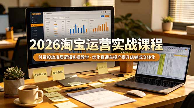 2026 淘宝运营实战课程，付费投放底层逻辑实操教学，优化直通车投产提升店铺成交转化-网创之家