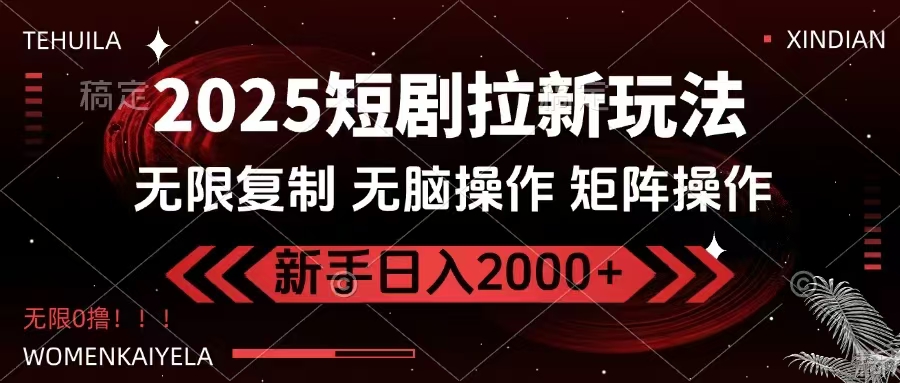 2025短剧拉新玩法，无需注册登录，无限0撸，无脑批量操作日入2000+-网创之家