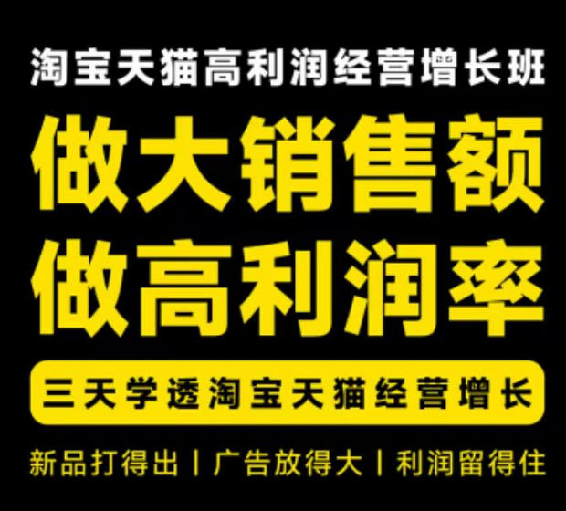 天猫淘宝高利润经营增长班杭州线下课31期8月22-24日，做大销售额做高利润率，三天学透淘宝天猫经营增长-网创之家