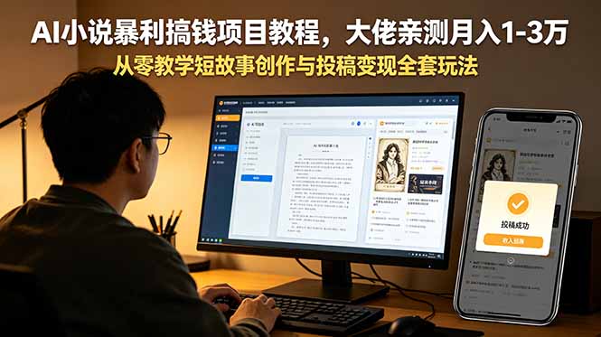 AI小说暴利搞钱项目教程，大佬亲测月入1-3万，从零教学短故事创作与投稿变现全套玩法-网创之家