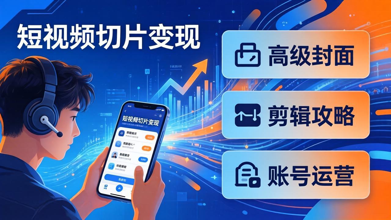 短视频切片变现速成班2.0：高级封面+剪辑攻略+账号运营，0基础小白快速入局副业-网创之家