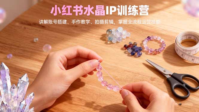 小红书水晶IP训练营，讲解账号搭建、手作教学、拍摄剪辑，全流程运营技能-网创之家