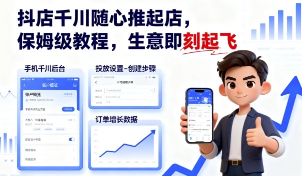 抖店千川随心推起店,保姆级教程,生意即刻起飞-网创之家