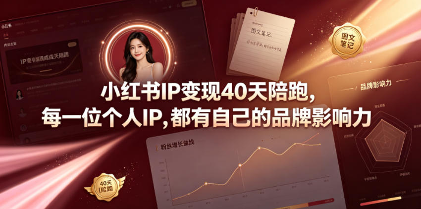 小红书IP变现40天陪跑，每一位个人IP，都有自己的品牌影响力-网创之家