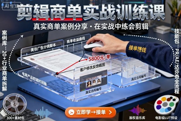剪辑商单实战训练课，真实商单案例分享，在实战中练会剪辑-网创之家