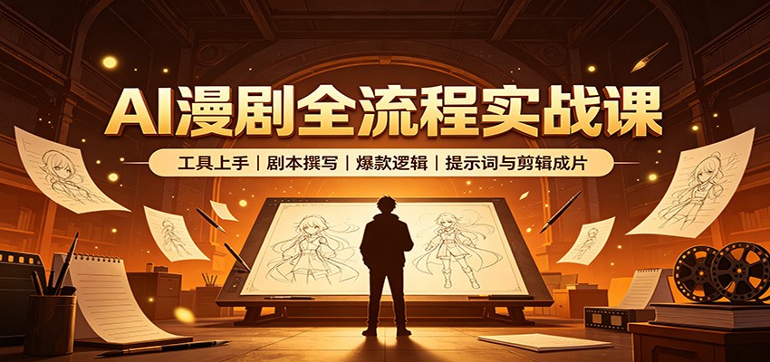 AI漫剧全流程实战课：工具上手、剧本撰写、爆款逻辑、提示词与剪辑成片-网创之家