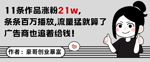 11条作品涨粉21W,条条百W播放,流量猛就算了,广告商也追着给钱-网创之家