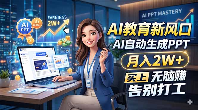 AI教育新风口，AI自动生成PPT，月入2W+，无脑赚，告别打工-网创之家