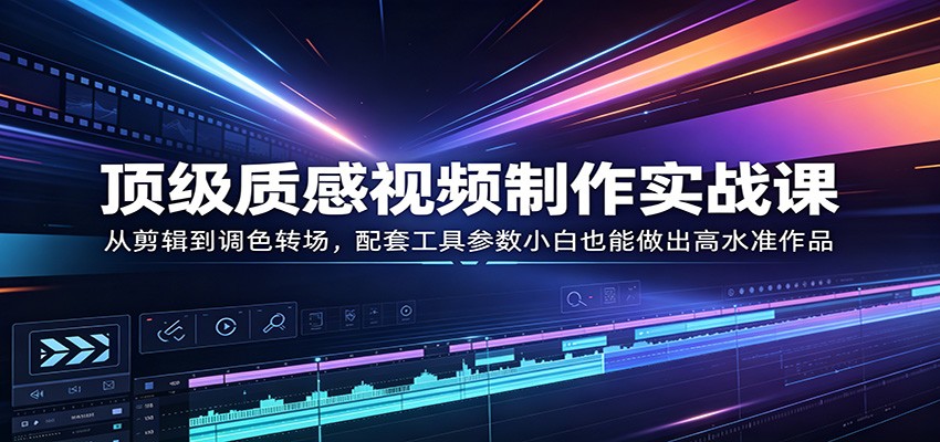 顶级质感视频制作实战课：从剪辑到调色转场，配套工具参数小白也能做出高水准作品-网创之家