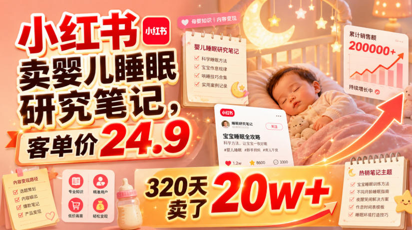 小红书卖婴儿睡眠研究笔记，客单价24.9，320天卖了20w+-网创之家