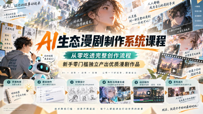 AI生态漫剧制作系统课程，从零吃透完整创作流程，新手零门槛独立产出优质漫剧作品-网创之家