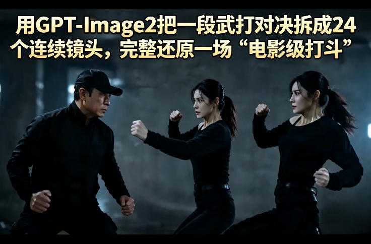 用GPT-Image2把一段武打对决拆成24个连续镜头，完整还原一场“电影级打斗”-网创之家