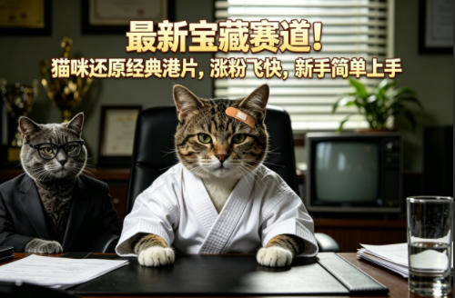 最新宝藏赛道！猫咪还原经典港片，涨粉飞快，新手简单上手-网创之家