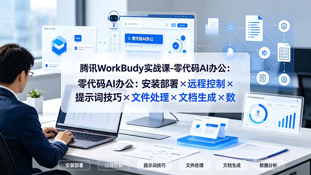 腾讯WorkBuddy实战课-零代码AI办公：安装部署×远程控制×提示词技巧×文件处理×文档生成×数据分析-网创之家