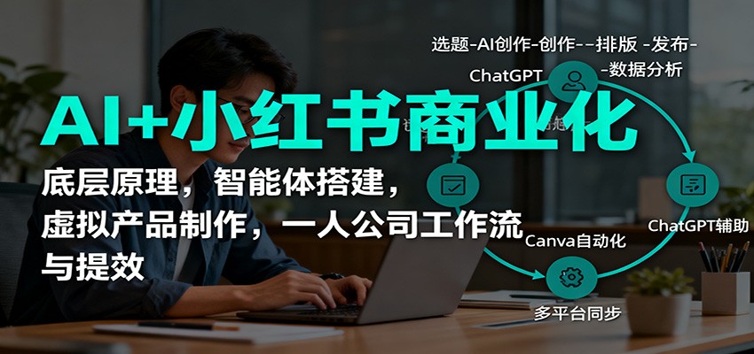AI+小红书商业化，底层原理，智能体搭建，虚拟产品制作，一人公司工作流与提效-网创之家