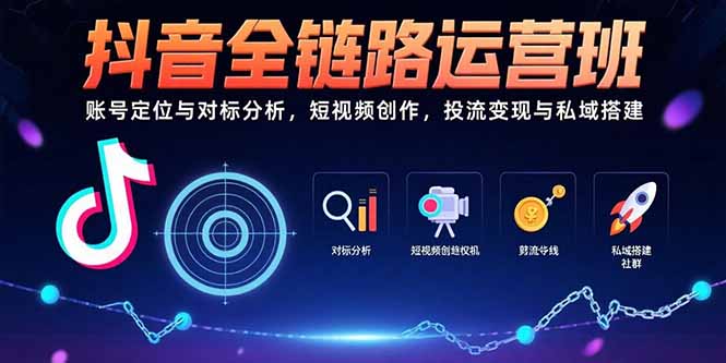 抖音全链路运营班:账号定位与对标分析,短视频创作,投流变现与私域搭建-网创之家