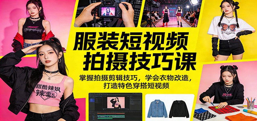 服装短视频拍摄技巧课：掌握拍摄剪辑技巧，学会衣物改造，打造特色穿搭短视频-网创之家
