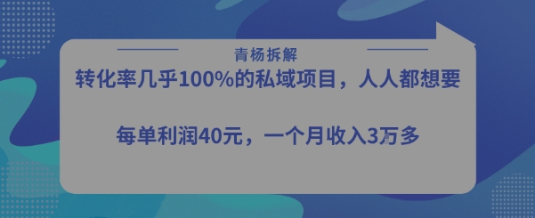 转化率最高的私域项目,每单利润40-50米,月入过1w-网创之家