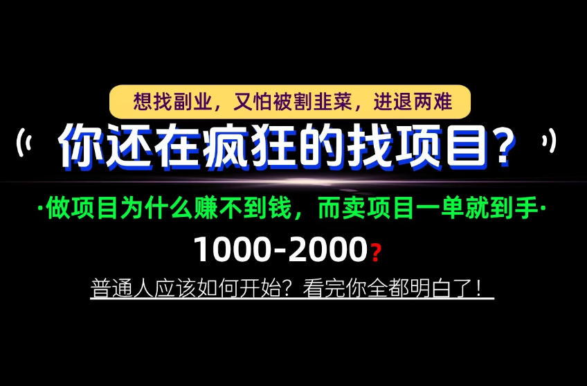 你还在疯狂的找项目？别傻了！卖项目才是真正的一本万利！怎么做，看完你全都明白！【揭秘】-网创之家