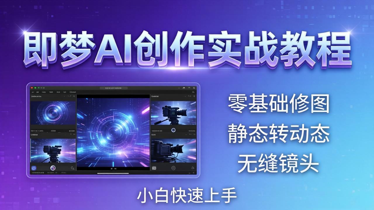 即梦AI创作实战教程，从零基础修图到AI导演，实战教学静态转动态+无缝镜头，小白快速上手-网创之家