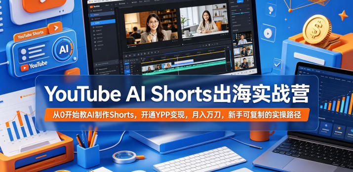 YouTube AI Shorts出海实战营，从0开始教AI制作Shorts，开通YPP变现，月入万刀，新手可复制的实操路径-网创之家