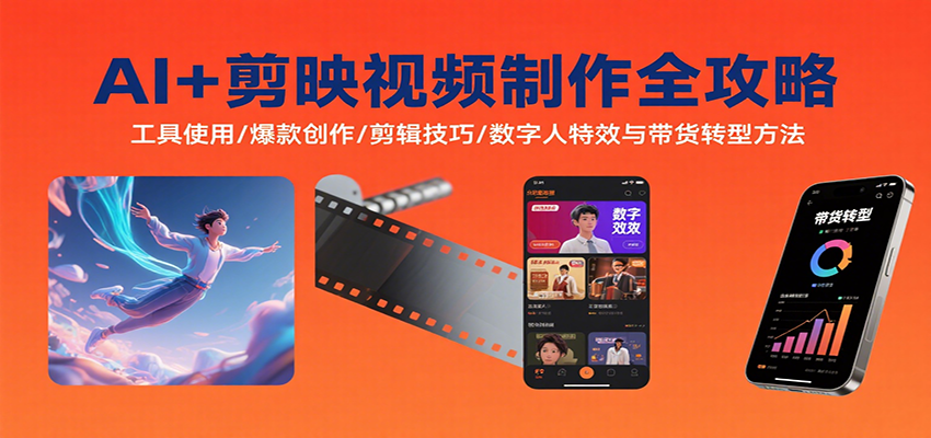 AI+剪映视频制作全攻略:工具使用/爆款创作/剪辑技巧/数字人特效与带货转型方法-网创之家