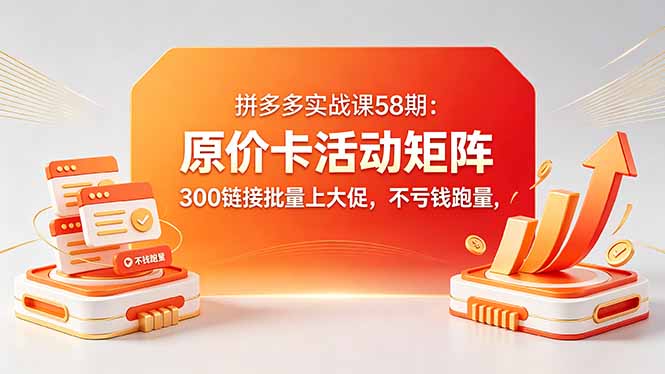拼多多实战课58期：原价卡活动矩阵，300链接批量上大促，不亏钱跑量-网创之家