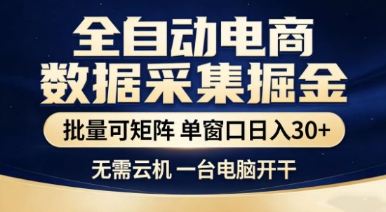 独家电商数据全自动采集项目，批量可矩阵，单窗口轻松日入3张+【揭秘】-网创之家