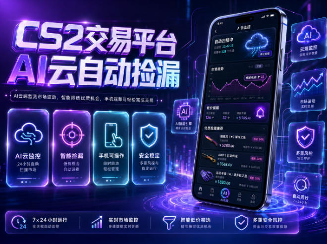 CS2交易平台AI云自动捡漏，多年稳定运行，无需手机，支持任何形式验证，日入300+【揭秘】-网创之家