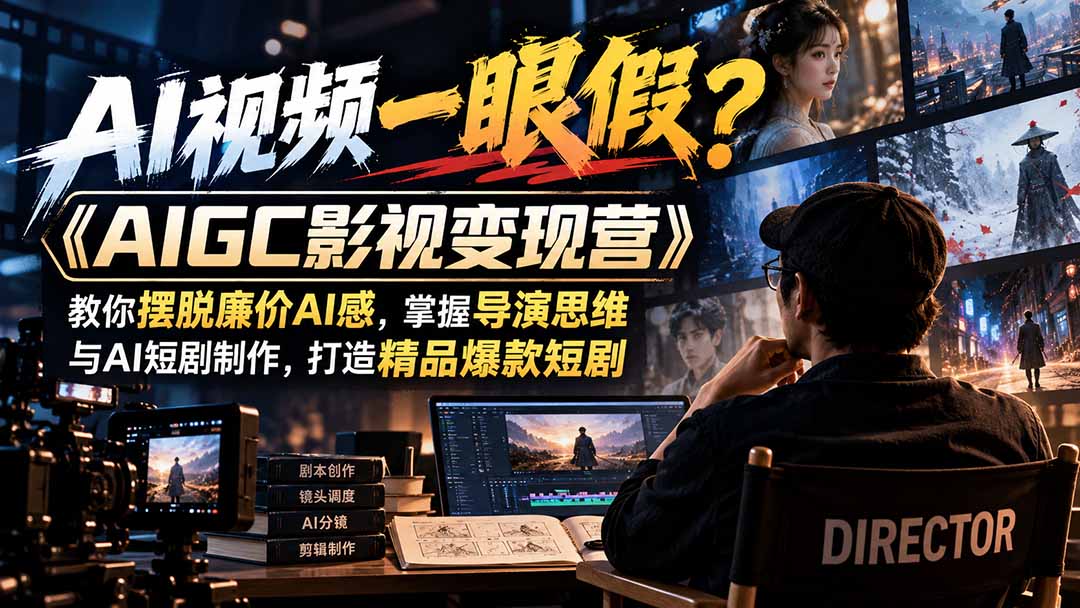 【无水印】AI视频一眼假？《AIGC影视变现营》教你摆脱廉价AI感，掌握导演思维与AI短剧制作，打造精品爆款短剧-网创之家