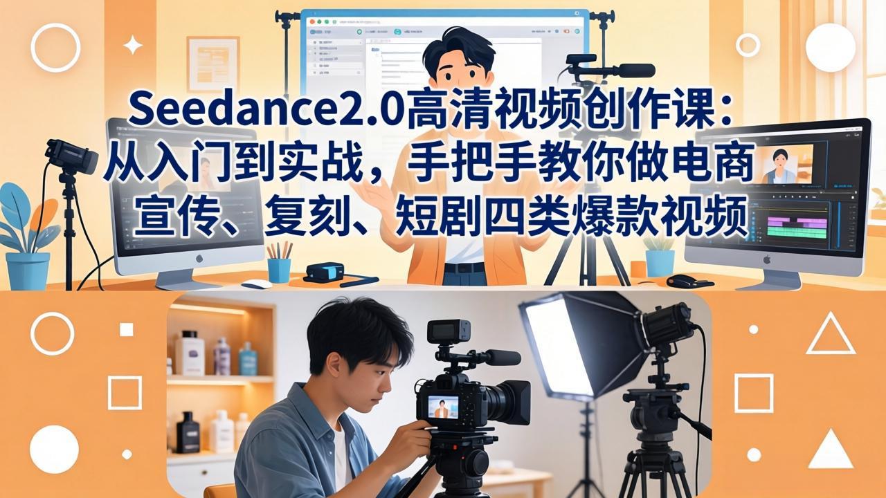Seedance2.0高清视频创作课：从入门到实战，手把手教你做电商、宣传、复刻、短剧四类爆款视频-网创之家