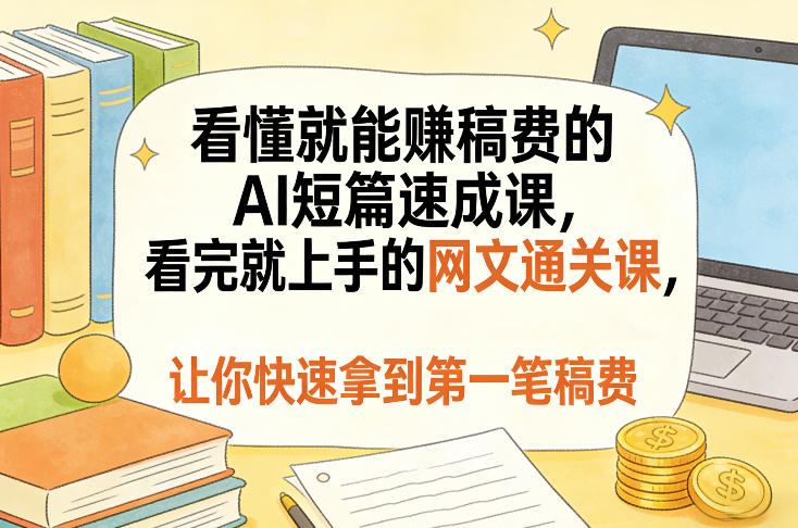 看懂就能賺稿费的AI短篇速成课,看完就上手的网文通关课,让你快速拿到第一笔稿费(更新8月)-网创之家
