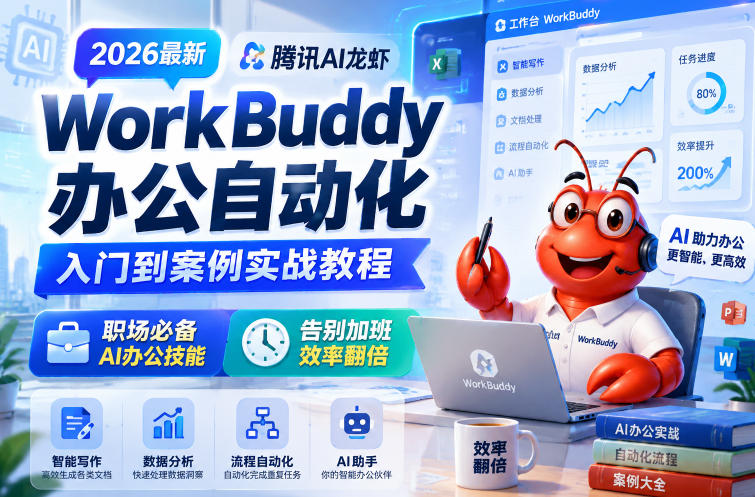 2026最新腾讯AI龙虾WorkBuddy办公自动化入门到案例实战教程，职场必备AI办公技能，告别加班，效率翻倍-网创之家