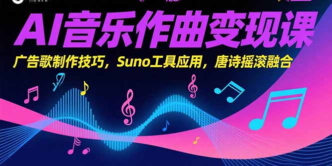 AI音乐作曲变现课,广告歌制作技巧,Suno工具应用,唐诗摇滚融合-网创之家