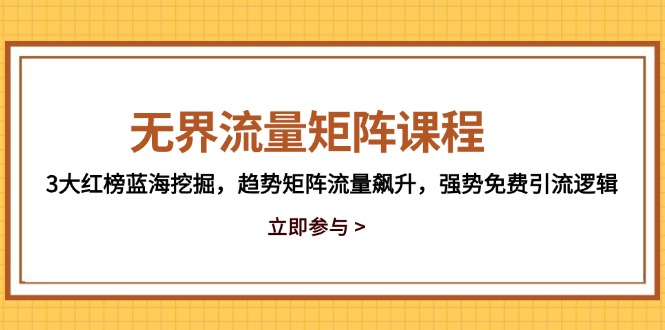 无界流量矩阵课程,3大红榜蓝海挖掘,趋势矩阵流量飙升,强势免费引流逻辑-网创之家