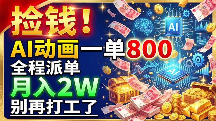 捡钱！AI动画一单800，全程派单，月入2W，别再打工了-网创之家