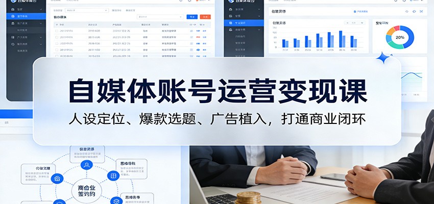 自媒体账号运营变现课：人设定位、爆款选题、广告植入，打通商业闭环-网创之家