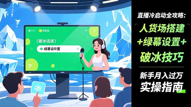 直播冷启动全攻略:人货场搭建+绿幕设置+破冰技巧,新手月入过万实操指南-网创之家