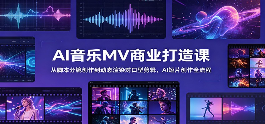 AI音乐MV商业打造课：从脚本分镜创作到动态渲染对口型剪辑，AI短片创作全流程-网创之家