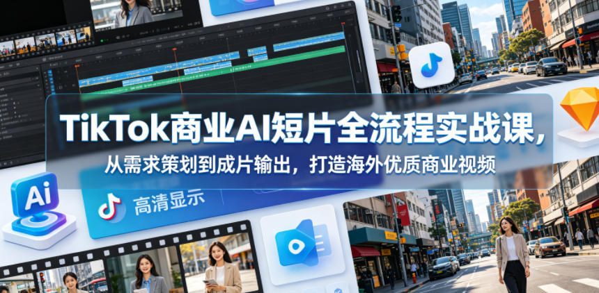 TikTok商业AI短片全流程实战课，从需求策划到成片输出，打造海外优质商业视频-网创之家