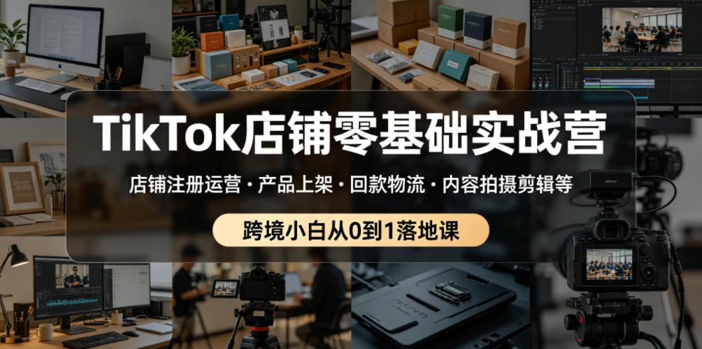 TikTok店铺零基础实战营，店铺注册运营・产品上架・回款物流・内容拍摄剪辑等 ，跨境小白从0到1落地课-网创之家