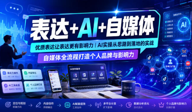 表达+AI+自媒体，优质表达让表达更有影响力|AI实操从思路到落地的实战|自媒体全流程打造个人品牌与影响力-网创之家