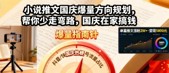 小说推文国庆爆量方向规划，帮你少走弯路，国庆在家搞钱-网创之家