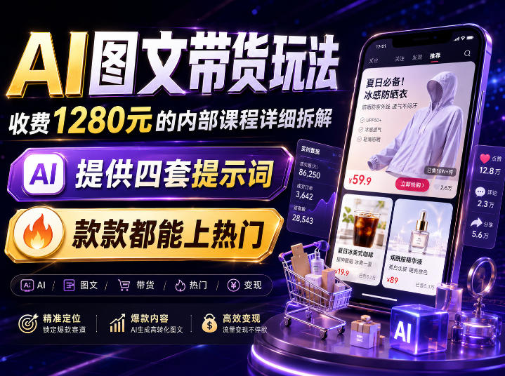 AI图文带货内部玩法，1280内部课程对外系统拆解，看完直接上手变现！-网创之家
