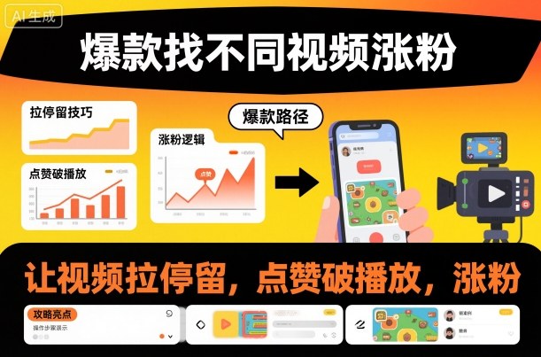 爆款找不同视频涨粉，让视频拉停留，实现点赞，破播放，涨粉-网创之家