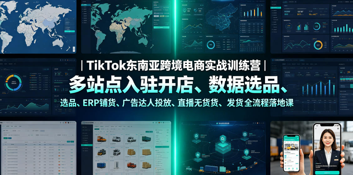 TikTok东南亚跨境电商实战训练营｜多站点入驻开店、数据选品、ERP铺货、广告达人投放、直播无货源发货全流程落地课-网创之家